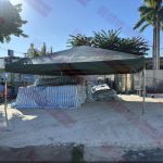 宮廷帳 6x6 公尺，設置於營造工地作為工程物料保存與遮蔽使用